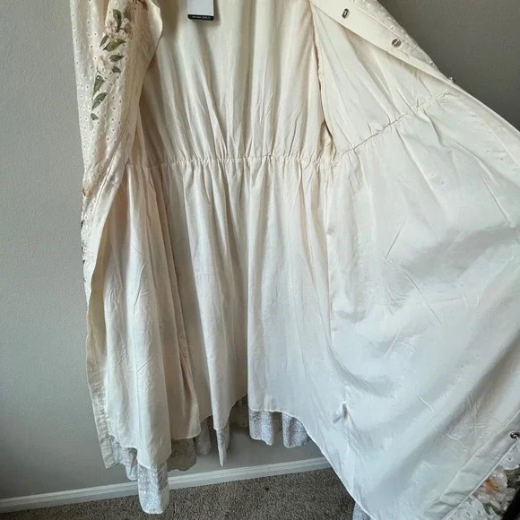 ANewsta Curve 4XL Ivory Floral Embroidered Eyelet Maxi Dress Long Sleeve Cottage - Picture 9 of 13